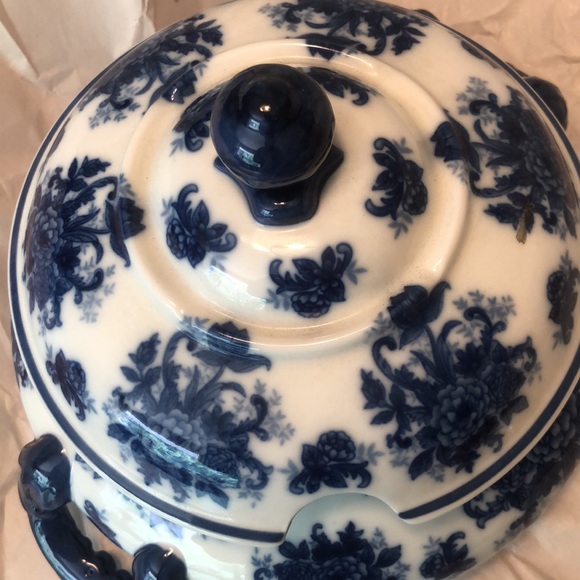 Vintage Chinese Blue & White Porcelain Soup Tureen w/Ladle approx 12.5x10” - Picture 10 of 12